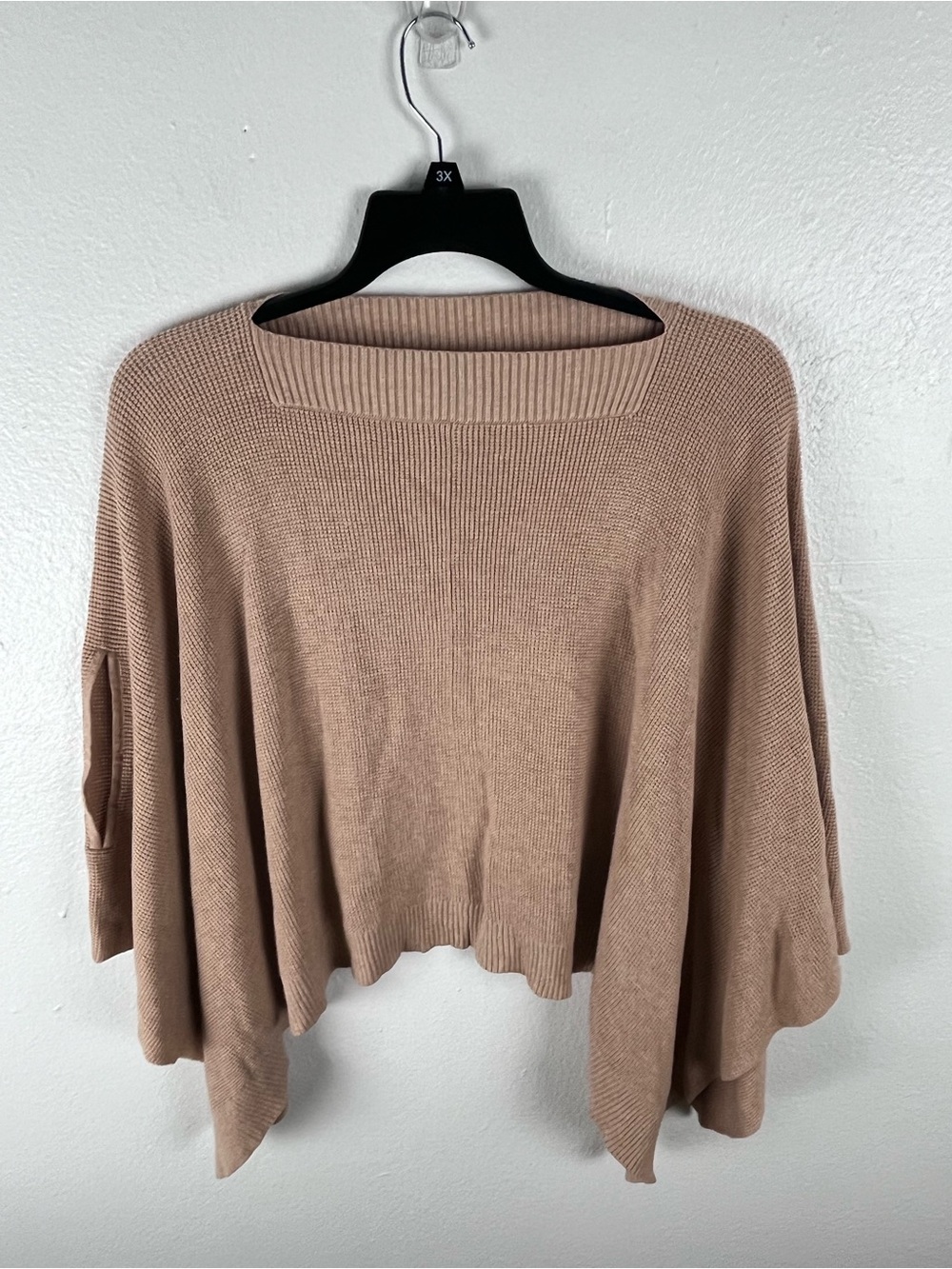 J. MCLAUGHLIN Tan Knit Cropped Waterfall Poncho One Size Casual Preppy Neutral